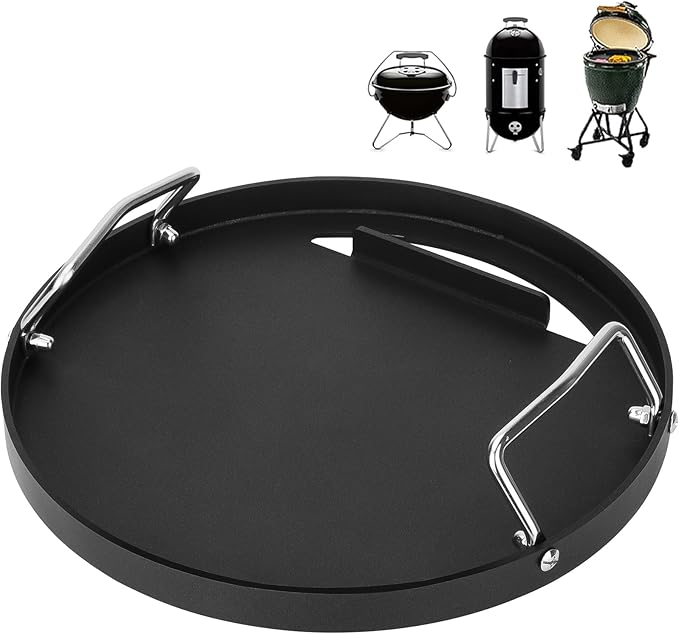 Full Size Griddle Inserts for Weber 14" Charcoal Grills Smokey Joe/Smokey Joe Premium/Smokey Mountain Cooker Smoker, Flat Top Griddle for Small Big Green Egg Grills, Replacement Part for Weber 7431