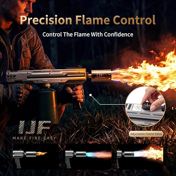Propane Torch Gun, Adjustable Flame Blow Torch for Cooking, Powerful Grill Torch and BBQ Torch for Charcoal, Fire Torch for Searing Steak, Camping and Outdoor Use (Tank Not Included)