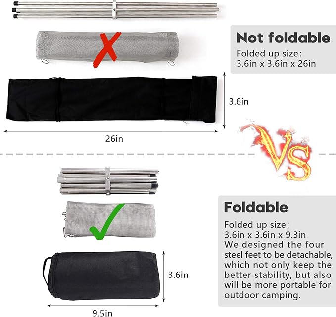 Portable Outdoor Fire Pit 16.5 Inch - New Upgraded Camping Fire Pit Collapsible Foldable Mesh Fire Pits Fireplace for Camping, Campfire, Patio, Backyard and Garden - Carrying Bag Included