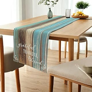 Farmhouse Table Runners, 13x72 Inches Long, Blue Green & Teal Linen. Rustic Vintage Runner for Table Decor - Perfect Centerpiece Table Runner for Dining, Coffee, Kitchen, Outdoor, Party
