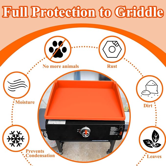 BANGIE 17" Silicone Griddle Mat for Blackstone Accessories - Anti-Warping & UV-Resistant Cover for Single-Burner Tabletop Grill, Blocks Condensation Rust (Orange)