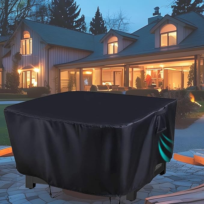 Fire Pit Table Cover, Waterproof Table Cover for 30 x 12 inch Fireplace Firepit Outdoor Prep Table Patio Backyard Garden