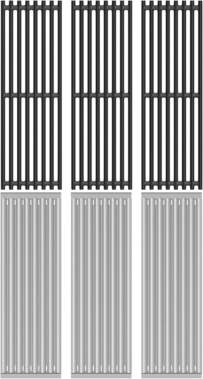 Outspark Grill Replacement Parts for Charbroil TRU-Infrared 2015 and Newer Commercial, Signature, Professional Series Gas Grills, Stainless Steel Emitter Plates and Cast Iron Cooking Grates, 17" x 6"