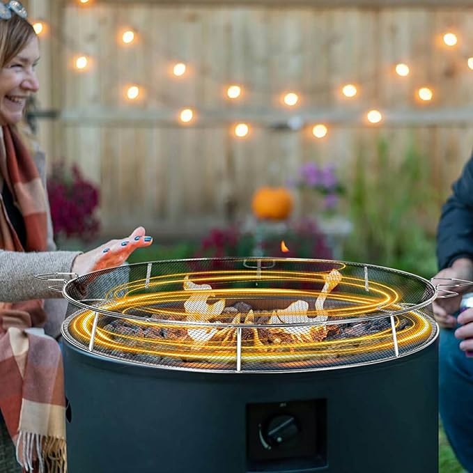 Uniflasy Fire Pit Accessory Kit for 27 Inch Solo Stove Yukon, 304 Stainless Steel Spark Screen & Cooking Grate & Fire Pit Stand for Yukon Fireplace Tools, for Backyard & Outdoor Fire Pits