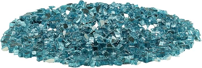 VEVOR Fire Glass, 10 lbs, Aqua Blue, 1/2 Inch High-Temperature Resistant Reflective Glass Rocks, Smokeless Fire Pit Stones for Outdoor Table & Landscaping