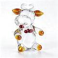 QFkris 2.5" Mini Cow Sculpture Hand Blown Glass Animal Art Farm Figurine Animals Miniature Collectible Decor (Blown) for Women