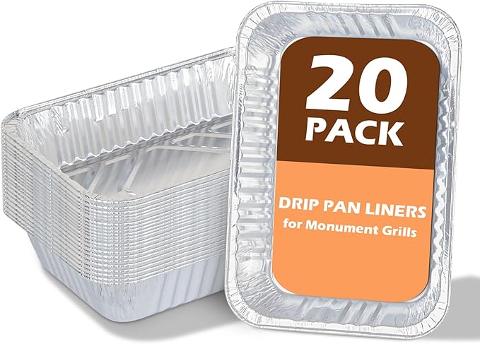 Grease Tray Liners for Monument Gas Grill Replacement Parts, Disposable Grease Box Liner for Most Monument Gas Grills Drip Pan Accessories, for‎ Monument 35633 24367 13892 Aluminum Foil Liner, 20 Pack
