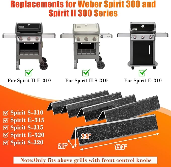 15.3" Flavorizer Bars for Weber Spirit 300, GS4 Spirit II 300 Series E310 E320 E330 S310 S320 S330 Grill with Front Control, Weber Grill Replacement Parts, Grill Parts for Weber 7636 69797 68843