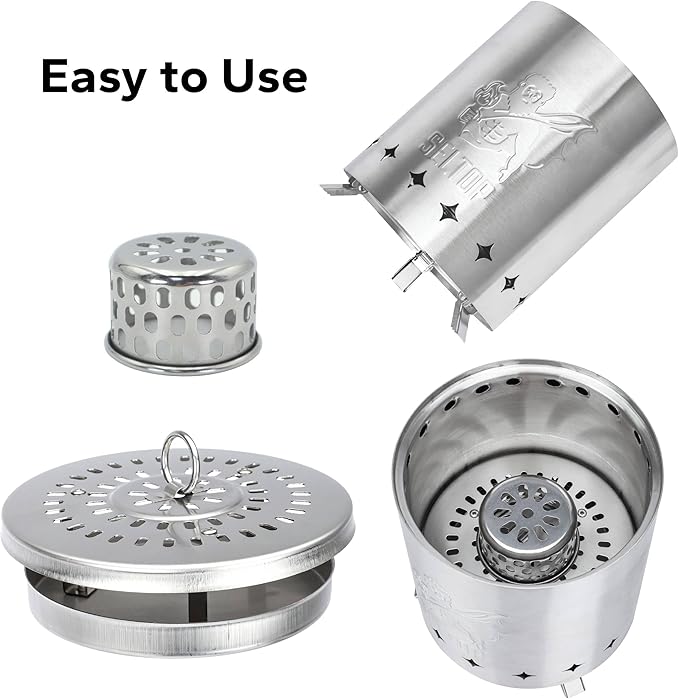 SELTOP Smokeless Tabletop Fire Pit 8.4 x 5.9 in, Stainless Steel Low Smoke Camping Stove for Patio & Outdoor, Fueled by Pellets & Wood, Portable Mini Firepit with Travel Bag, 4 Sticks & BBQ Grill