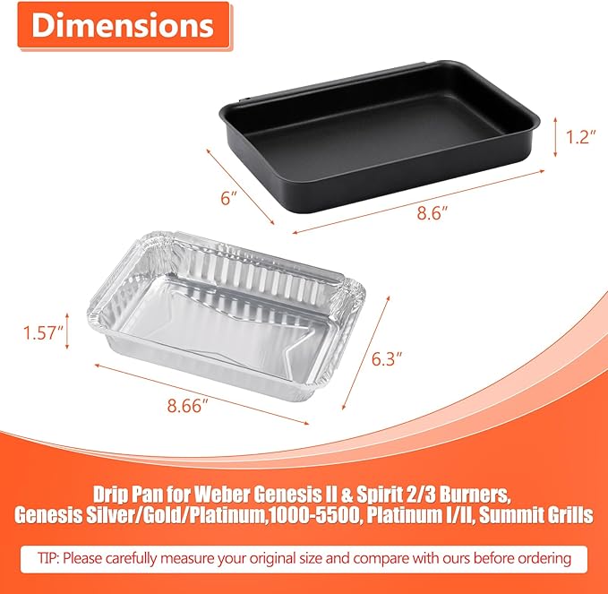 QuliMetal 93305 Catch Pan with 20 Pack 6415 Drip Pans for Weber Genesis II 3 Burners & Spirit 2/3 Burners, Genesis Silver/Gold/Platinum,1000-5500, Summit Grills, Disposable Aluminum Foil Grease Trays