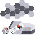 Mollywell Hexagon Acoustic Panels 14x12 - Reduce Echo & Reverb, Noise Blocking Wall Tiles for Studio & Home Office, Moon & Silver Gray Sound Absorbing Panels
