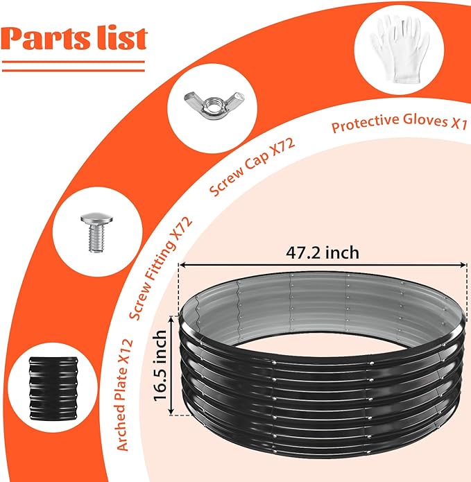 YSEJOMP 48 Inch Round Galvanized Fire Pit Ring/Fire Ring - Foldable and Perfect for Outdoor Gatherings and Campfires in The Yard/Garden/Park/Beach (Black+Gray, 4 FT Diameter+1.5 FT Tall)