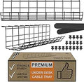 Under Desk Cable Management Tray, Cord Organizer for Wire, Cord Management Under, Wire Holders - Black Tray - Set of 2X 17