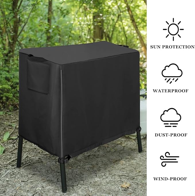 Patio Cover for 2-Burner Stoves 210D Oxford Fabric Black for Camp Chefs EX60LW EX280LW PRO60Xetc.14 and 16" Double Burner System – 34" L × 16" W × 21" H