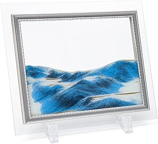 Coitak Moving Sand Art Picture, Sandscape, Moving Desktop Art for Home Decor and Office, Medium Size 9x7(Blue)
