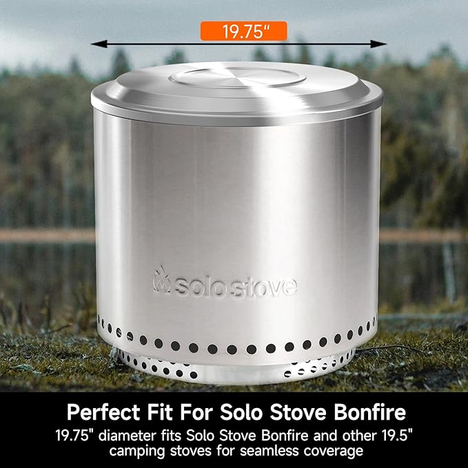 Fire Pit Lid for Solo Stove Bonfire, 19.5 Inch Stainless Steel Cover for Solo Stove Bonfire smokeless firepit - Weather-Resistant Accessories for Protection and Tabletop Use