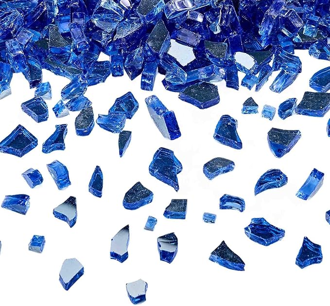VEVOR Fire Glass, 10 lbs, Cobalt Blue, 1/4 Inch High-Temperature Resistant Reflective Glass Rocks, Smokeless Fire Pit Stones for Outdoor Table & Landscaping