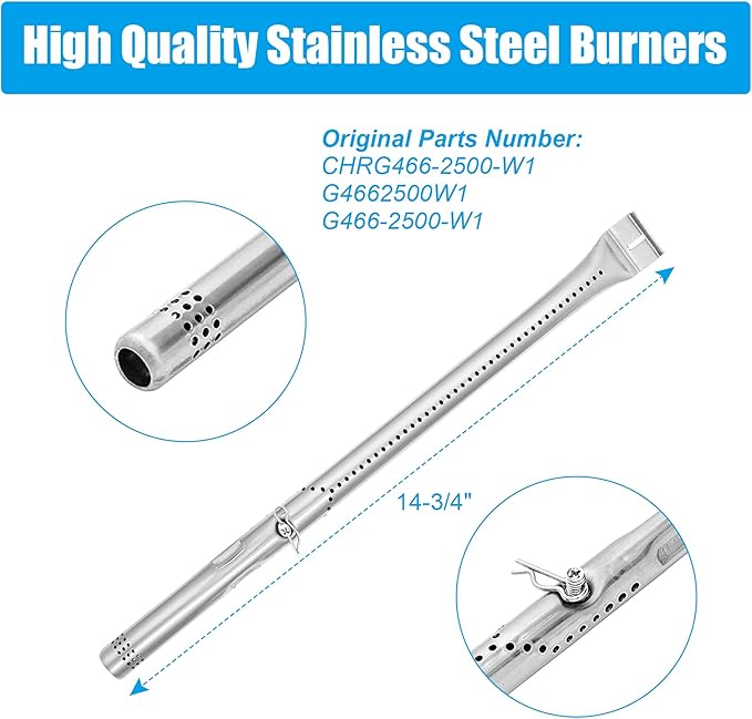 Outspark Grill Replacement Parts for Charbroil Performance TRU-Infrared 300 2 Burner 463633316 463672016 Gas Grill,17" Emitter Plates,Heat Tent Plates and Grill Burners for Charbroil G466-2500-W1