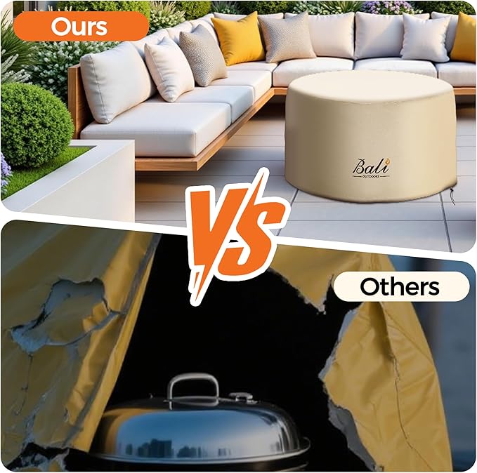 BALI OUTDOORS Round Fire Pit Covers Waterproof and Weather Resistant PVC Material, 48"D 26"H, Brown
