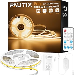 PAUTIX Warm White LED Strip Light 24V LED led Light Strip with Remote,3000K Super Bright 16.4ft/5m cob led Strip Light Dimmable Timer for Bedroom,Kitchen,Mirror,Cabinet,Shelf