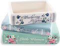 Steel Mill & Co Small Book-Shaped Decorative Ceramic Planter for Home Decor, Bookshelf, Classic Titles Bookstack, 5" x 7" x 3.75"