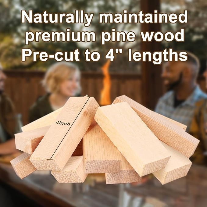 4" Lengths Mini Fire Sticks Wood,Pine Kiln Dried Firewood,Small Barkless Kindling Logs,Solo Stove Accessories Prefect for Solo Stove Mesa,Tabletop Fire Pit,Pizza Oven,4 Lbs