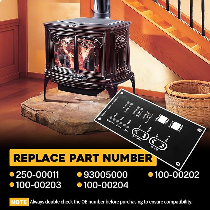 250-00011 Pellet Stove Circuit Control Board Fit For Lopi Yankee Leyden Pioneer 1997+ Models Fit For Avalon Astoria Newport 1997+ Models Pellet Fireplace Control Panel Replaces 100-00202 100-00203