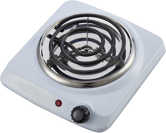 Courant Electric Burner, Countertop Single coiled portable Hotplate 1000W, White