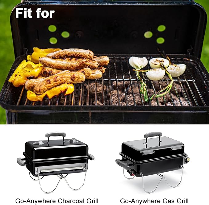 DELSbbq 80631 Stainless Steel Grill Cooking Grate for Weber Go-Anywhere Charcoal and Gas Grills, Replacement for Weber 70211 3634 67195, 16" x 10"