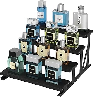 Lifewit Cologne Organizer for Men, Wooden Spice Rack, Cupcake Stand, 9.9" Display Riser for Perfume, Fragrance, Aftershave, Vanity, Bedroom, Bathroom Countertop Storage, Bkack, 1 Pcs