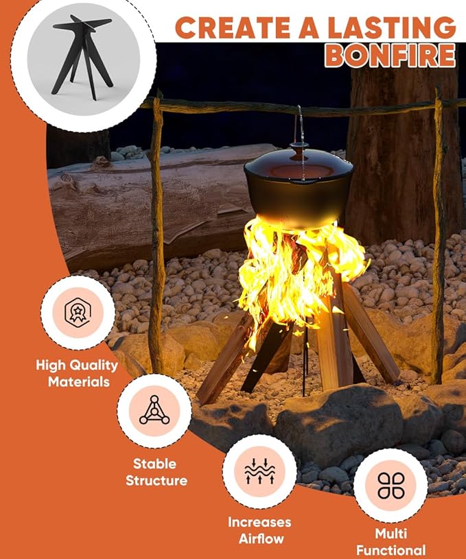 Mocomax Vertical Fire Pit Grate, Metal Portable Fire Place Log Grate, 12 Inch Firepit Top Section for Indoor, Outdoor Use, Low Smoke, High Heat