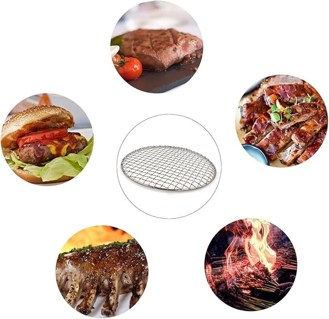Multi-Purpose Barbecue Net,BBQ Net for Grilling,SUS304 BBQ Grill Mesh, Round Barbecue Wire Rack,BBQ Rack/Grate/Steam Mesh for Camping Charbroil Outdoor Barbeque Backyards