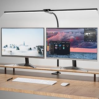 Hensam Desk Lamp for Office Home, 31.5" Desktop Lighting Bar with Gooseneck, Clip on Desk Light with Clamp, Bright Dimmable Table Lamp for Study, Work, Computer, Monitor, Reading