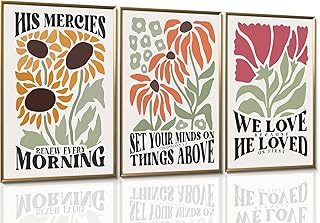 Dytila Christian Bible Scripture Wall Art Set of 3, Flower Marke Pictures Wall Decor Inspirational Posters Religious Verses Canvas Prints, Artwork for Christian Women & Teen Girls 12x16 in Unframed