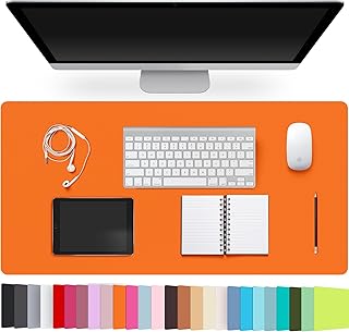 Leather Desk Pad Protector,Non-Slip Desk Pad,on-Slip PU Leather Large Mouse Pad,Easy Clean Desk Protecor Mat,Writing Pad for Office Work/Home/Decor(Orange, 31.5" x 15.7")