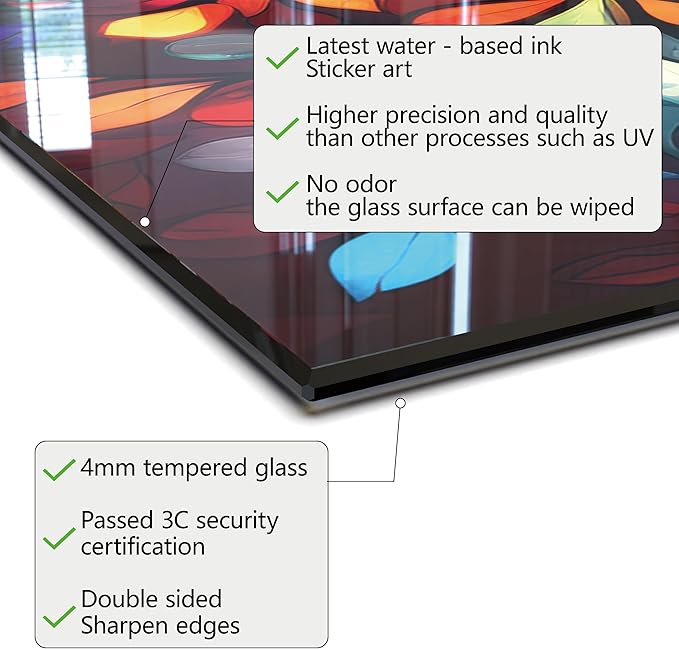DAIFURONGE Tempered Glass Backsplash for Kitchen, Tree of Life Art Stove Backsplash Protector - Easy to Clean Wall Decor (Art Deco 2, 30"x20"(76.2x50.8cm))