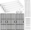 Uniflasy Grill Parts for Char-Broil 4/5 Burner for Charbroil 463347519 463347518 463275517 463243518 463243519 463342119 Grill Replacement Parts Burners Heat Plates 18" Cast Iron Grill Grates