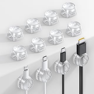 12Pack Cord Organizer [1s Lock] Spring Cable Holder Clips - Lamicall Desk Cord Management Clips, [Smooth Adjustable] Phone Charger Cable, Adhesive Wire Keeper for Nightstand Wall Car Office