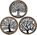 crossmoon Tree of Life Wooden Wall Art Decor Wall Sculpture Hollowed Out Metal Tree Wall Hanging Sign Decoration Supplies 11Inch 3 Packs