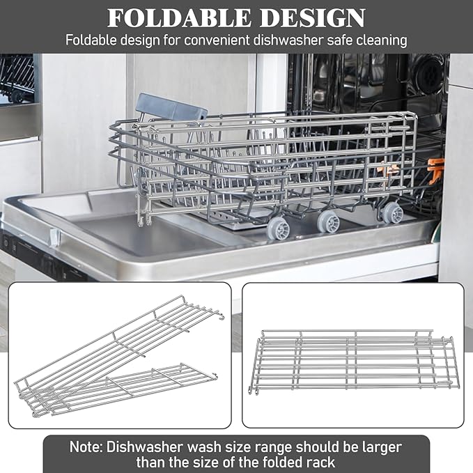 66045 Warming Rack for Weber Genesis II 400/II-S-410/II-SE-410 GS4 4-Burner Grill Accessory, Grill Parts for Weber Genesis II 400 Series, Foldable Stainless Steel Warming Rack for Genesis 66045