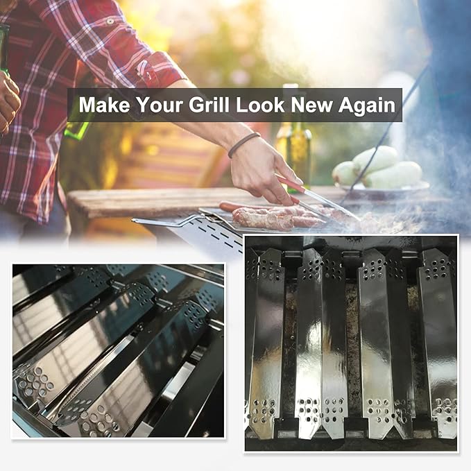 Criditpid Heat Plates Replacement Parts for Nexgrill 5 Burner 720-0888 720-0888N 720-0882A 720-0882S, 4 Burner 720-0830H Gas Grill, Burner Cover Flame Tamer Heat Shield for Home Depot Nexgrill Parts