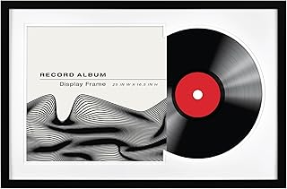 MCS Double Matted Record Album Frame, 1-Pack (16.5"x25") Black with White Mat - LP Vinyl Display, .75" Profile, Vertical & Horizontal Wall Hanging Frame for Records, Album Covers, Jackets