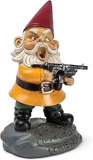 Angry Little Garden Gnome Statue, Outdoor Lawn & Yard Home Defender, Combat Figurine Sculpture Decorations, Funny Housewarming Gag Gift