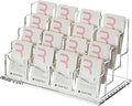 SANRUI Vertical Business Card Holder for Desk,16 Slots 4 Tier Clear Acrylic Business Card Display Stand,Multiple Business Card Desktop Organizer holders for Women and Men,Holds 960 Cards