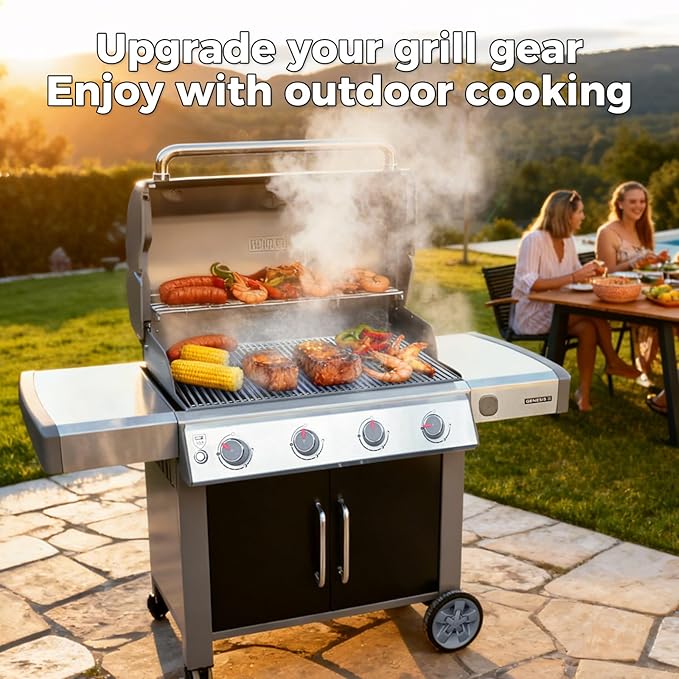 QuliMetal Grill Warming Rack for Weber GS4 Genesis II E-410, II S-410, II SE-410 Grills, Grill Parts for Weber Genesis II 400 Series, Stainless Steel Warming Rack for Genesis 66045