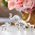 Set of 3 Crystal Elephant Figurines Glass Elephants Figurine Collectible Gifts for Mom Small Animal Statues Decor for Home Office Mother's Day Table Centerpiece