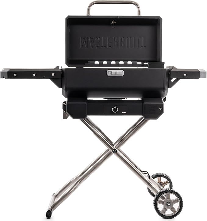 Masterbuilt® Electric Portable Charcoal Grill and Smoker with SteadyTemp Analog Temperature Control, Collapsible Cart and 200 Cooking Square Inches in Black, Model MB20040722