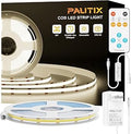 PAUTIX COB LED Strip Lights,UL Listed Dotless LED Lights with RF Remote,16.4ft Natural White 4000K Super Bright Dimmable Flexible Diffused LED Tape Light,Kitchen Cabinet,Office,Stairs,Shelf Lighting