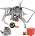 Windproof Camping Stove, Folding Stainless Steel Backpacking Cooking Picnic Stove with Aluminum Alloy, Compact and Portable for Outdoor Activities, Easy Setup with (5800W)