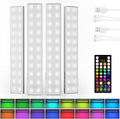 EZVALO 80 Color Changing Light Bars, 1800mAh Rechargeable Battery Operated Under Cabinet Lighting Wireless, Magnetic, Under-Counter Light Fixtures with Remote for Kitchen, Shelves, Home Bar, 4Pack